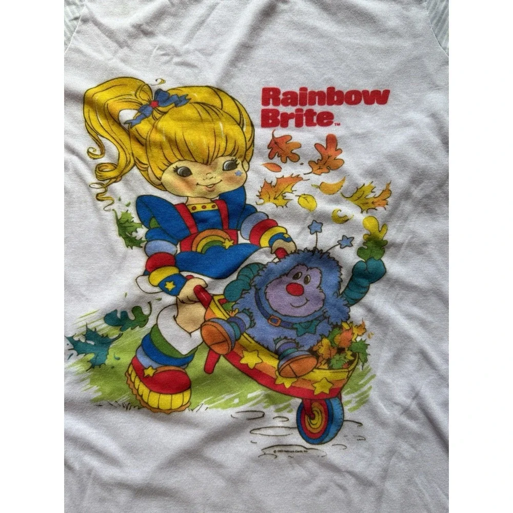 Vintage Rainbow Brite Girls Nightgown Size 14 Purple Ruffle Pajama Gown 1984